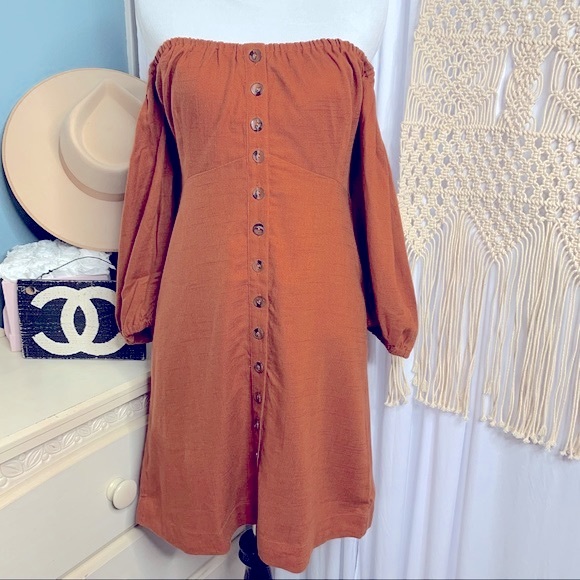 NWT Spell & the Gypsy Rani Mini Dress Rust Linen S - Picture 5 of 14
